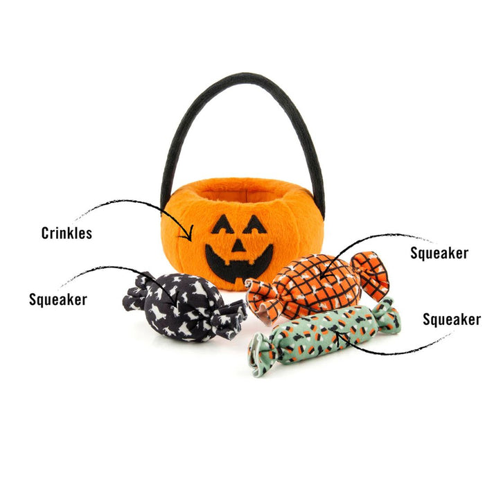 Halloween Pumpkin Basket with Candy - Dog Toy