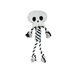 Black and white dog toy with a plush white skeleton head and a black and white twisted rope body. It has rope arms and legs with frizzled ends where the hands and feet would be.