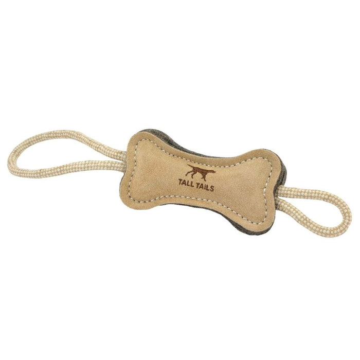 Natural Leather and Wool Bone - Rope Toy