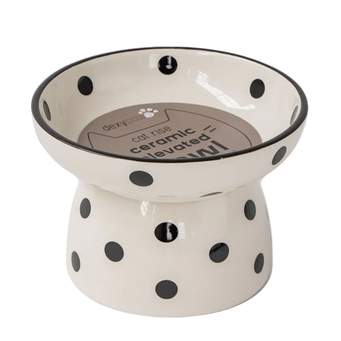 Black and White Raised Ceramic Cat Bowl